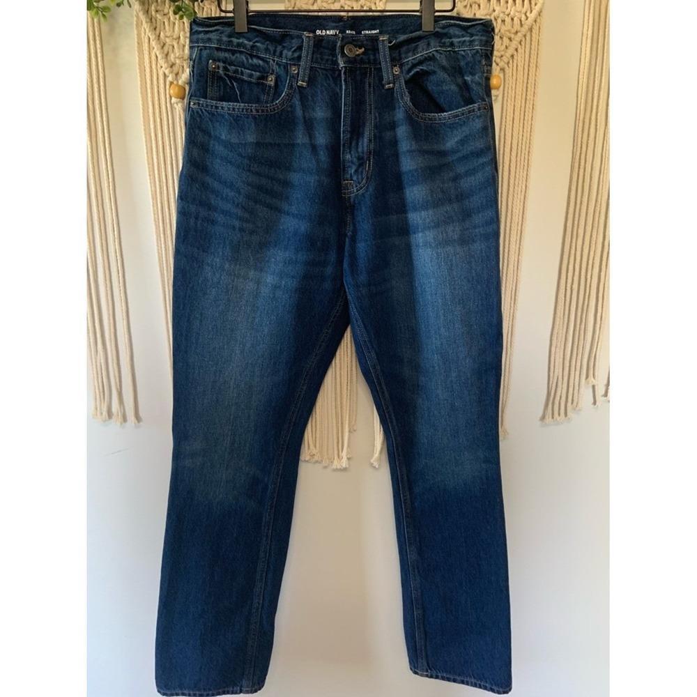 OLD NAVY Men's Straight Jeans Good Bucket Rigid Dark‎ Wash 32x32